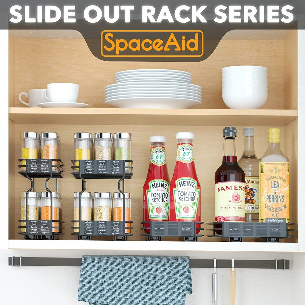 SpaceAid® Pull Out Spice Rack Heavy Duty Slide Out Spice Cabinet Organizers 3 SpaceAid® Pull Out Spice Rack Heavy Duty Slide Out Spice Cabinet Organizers - Image 3