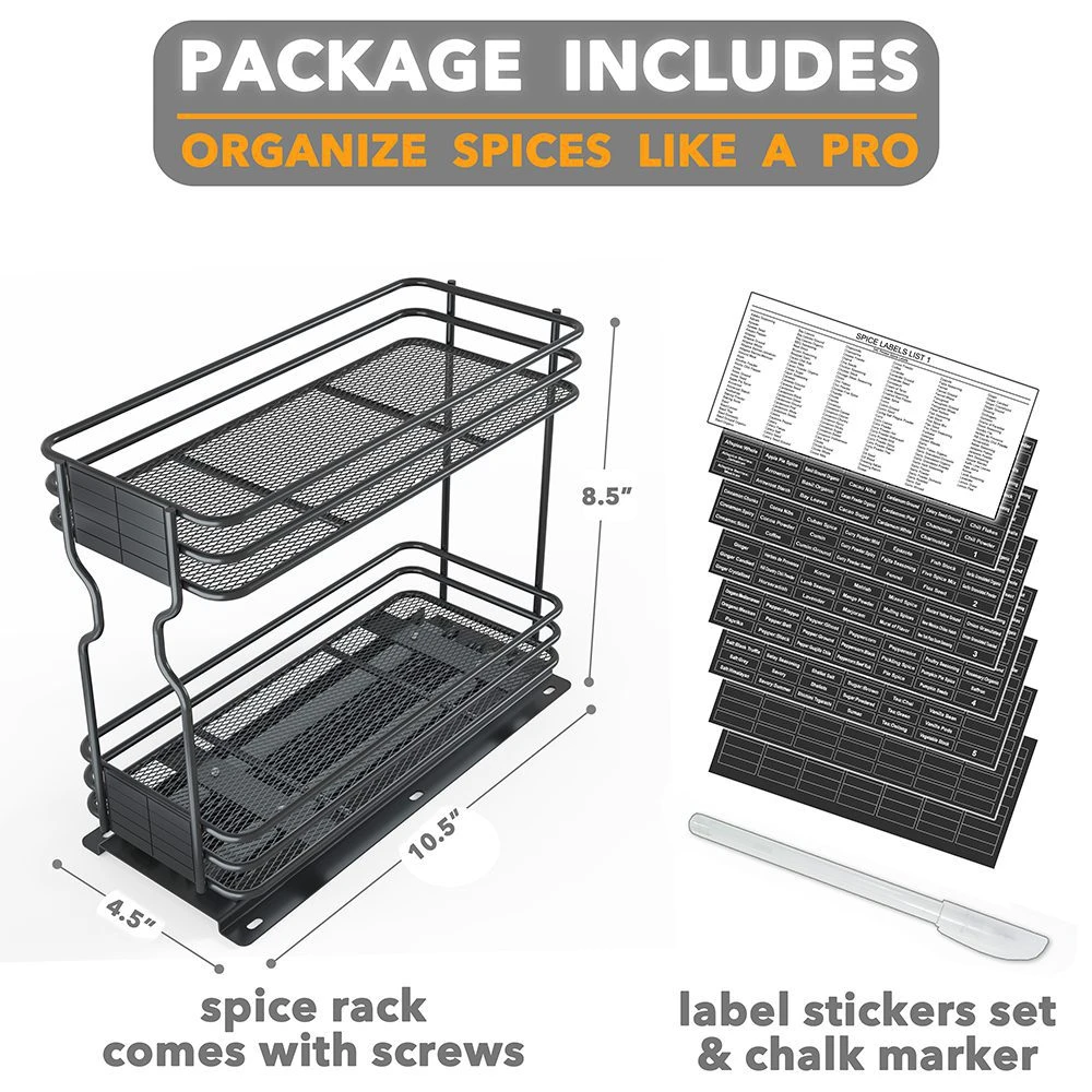 SpaceAid® Pull Out Spice Rack Heavy Duty Slide Out Spice Cabinet Organizers 5 SpaceAid® Pull Out Spice Rack Heavy Duty Slide Out Spice Cabinet Organizers - Image 5