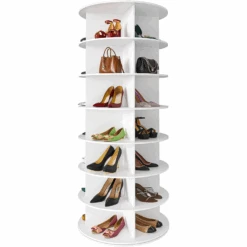 SpaceAid 360 Rotating Shoe Rack Closet 7-Tier White