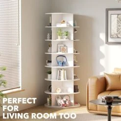 SpaceAid 360 Rotating Shoe Rack Closet 7-Tier White -NeatNest Store rotating shoe rack 3