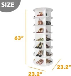 SpaceAid 360 Rotating Shoe Rack Closet 7-Tier White -NeatNest Store rotating shoe rack 5