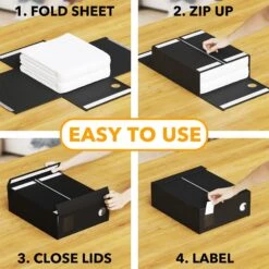 SpaceAid 4 Pack Foldable Bed Sheet Organizer Set, Black -NeatNest Store sheet organizer 5