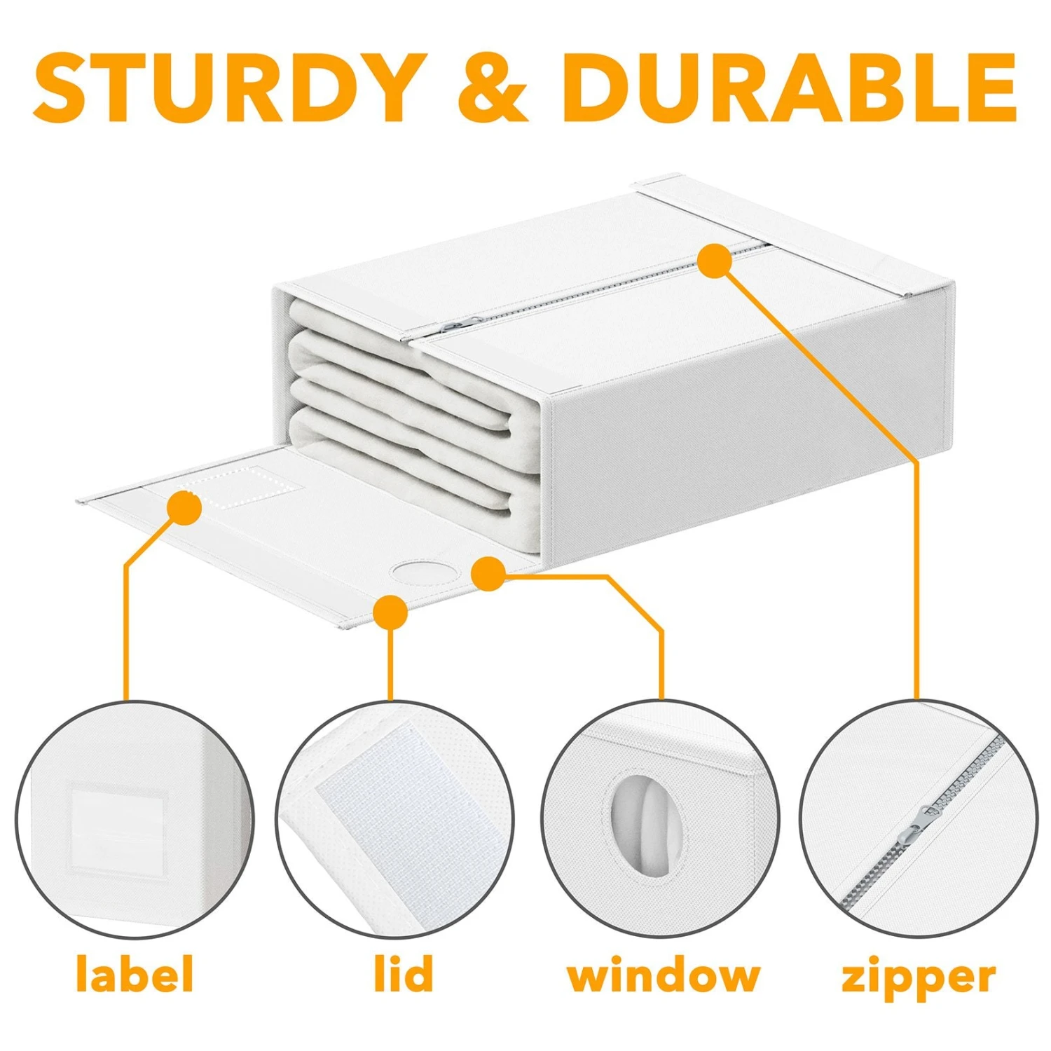 SpaceAid 6 Pack Bed Sheet Storage Organizer Set, White 6 SpaceAid 6 Pack Bed Sheet Storage Organizer Set, White - Image 6