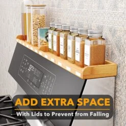 SpaceAid® Bamboo Shelf For Over Stove With Labels, Kitchen Storage Over The Stove Spice Rack -NeatNest Store shelf for over stove spice