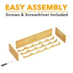 SpaceAid Bamboo Stackable Water Bottle Organizer, 4 Pack 5-Slot, Hold 20 Bottles -NeatNest Store stackable water bottle organizer 3