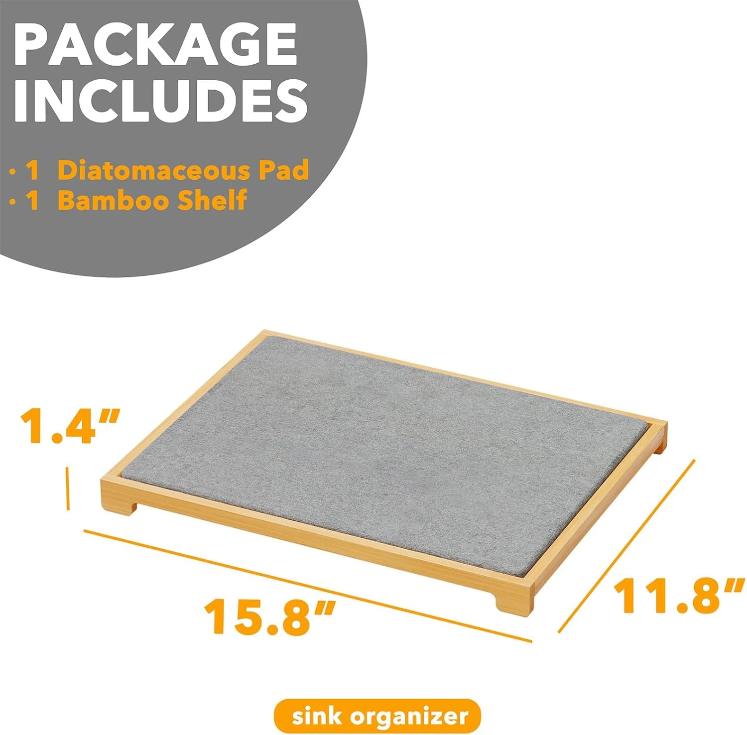 SpaceAid Diatomaceous Earth Stone Dish Drying Mat For Kitchen Counter, Gray 6 SpaceAid Diatomaceous Earth Stone Dish Drying Mat For Kitchen Counter, Gray - Image 6