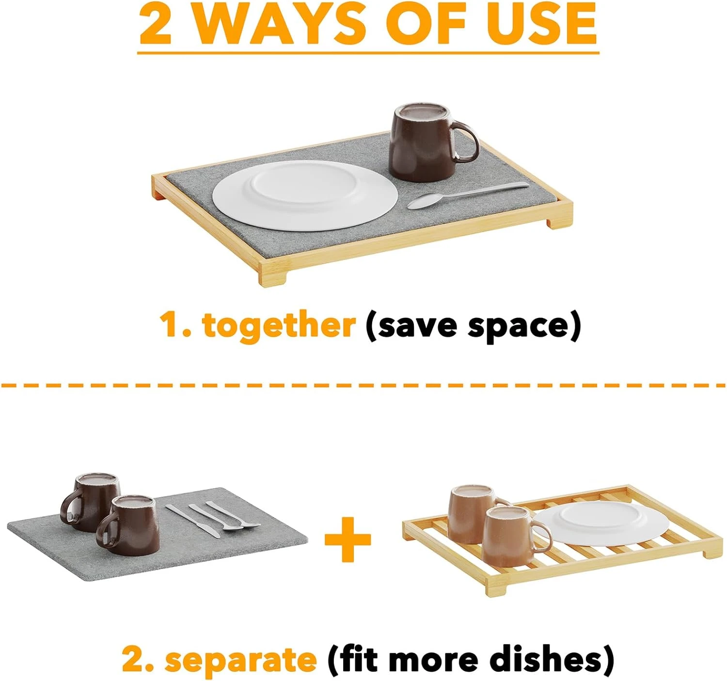 SpaceAid Diatomaceous Earth Stone Dish Drying Mat For Kitchen Counter, Gray 5 SpaceAid Diatomaceous Earth Stone Dish Drying Mat For Kitchen Counter, Gray - Image 5