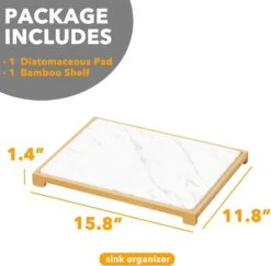 SpaceAid Diatomaceous Earth Stone Drying Mat For Dishes, White Marble -NeatNest Store stone dish drying mat2