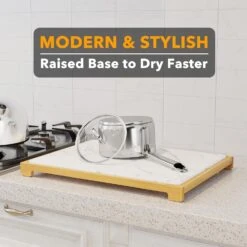 SpaceAid Diatomaceous Earth Stone Drying Mat For Dishes, White Marble -NeatNest Store stone dish drying mat4