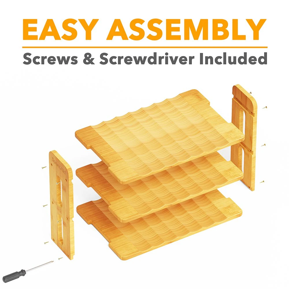 SpaceAid® Bamboo Water Bottle Organizer For Cabinets And Pantries With Labels, Kitchen Storage Rack 3-Tier 6 SpaceAid® Bamboo Water Bottle Organizer For Cabinets And Pantries With Labels, Kitchen Storage Rack 3-Tier - Image 6