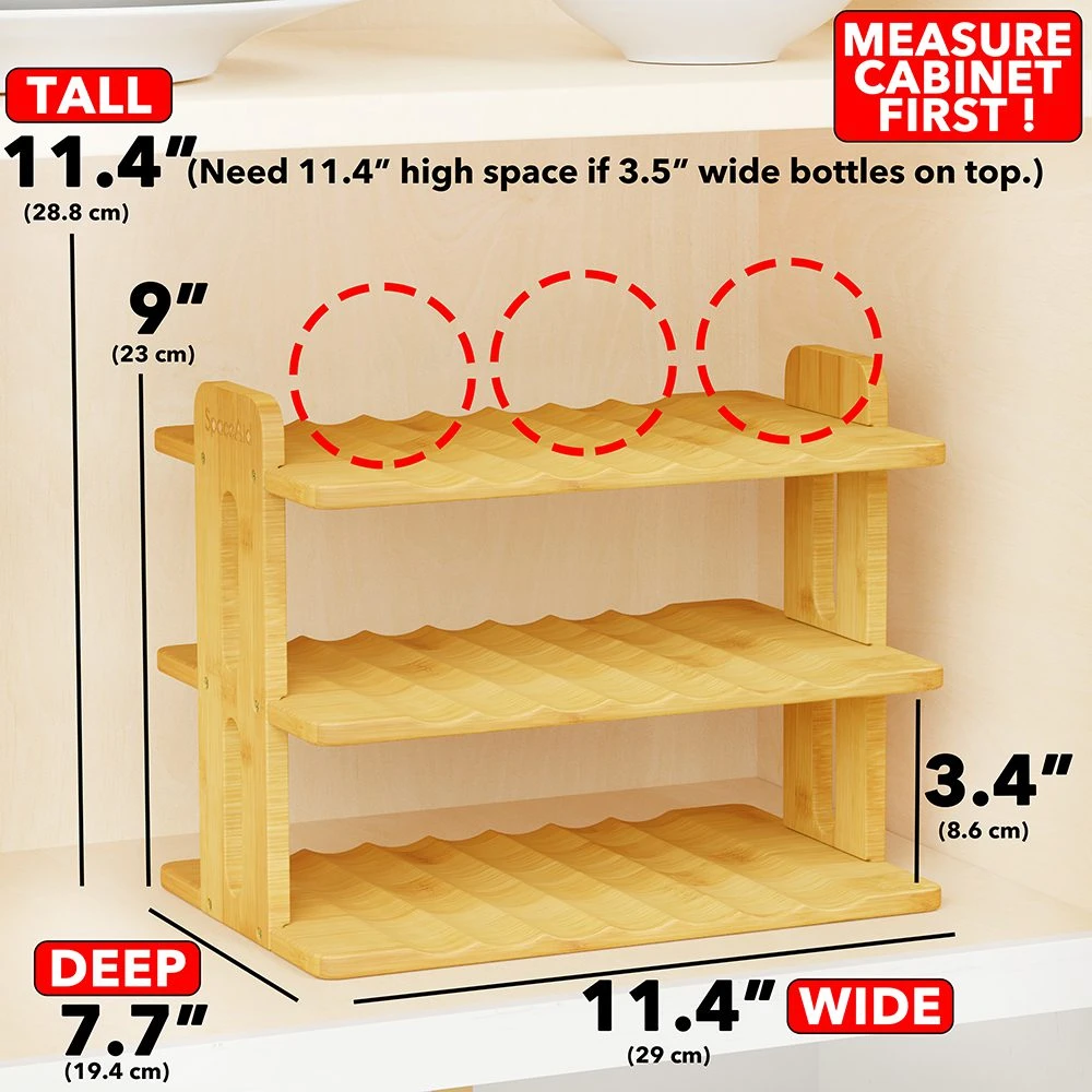 SpaceAid® Bamboo Water Bottle Organizer For Cabinets And Pantries With Labels, Kitchen Storage Rack 3-Tier 3 SpaceAid® Bamboo Water Bottle Organizer For Cabinets And Pantries With Labels, Kitchen Storage Rack 3-Tier - Image 3