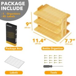 SpaceAid® Bamboo Water Bottle Organizer For Cabinets And Pantries With Labels, Kitchen Storage Rack 3-Tier 10 SpaceAid® Bamboo Water Bottle Organizer For Cabinets And Pantries With Labels, Kitchen Storage Rack 3-Tier -NeatNest Store tiered water bottle organizer package 1