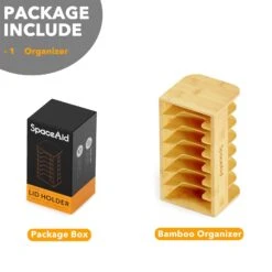SpaceAid Bamboo Tumbler Lid Organizer For Kitchen Cabinet, 7-Tier -NeatNest Store tumbler lid organizer 3
