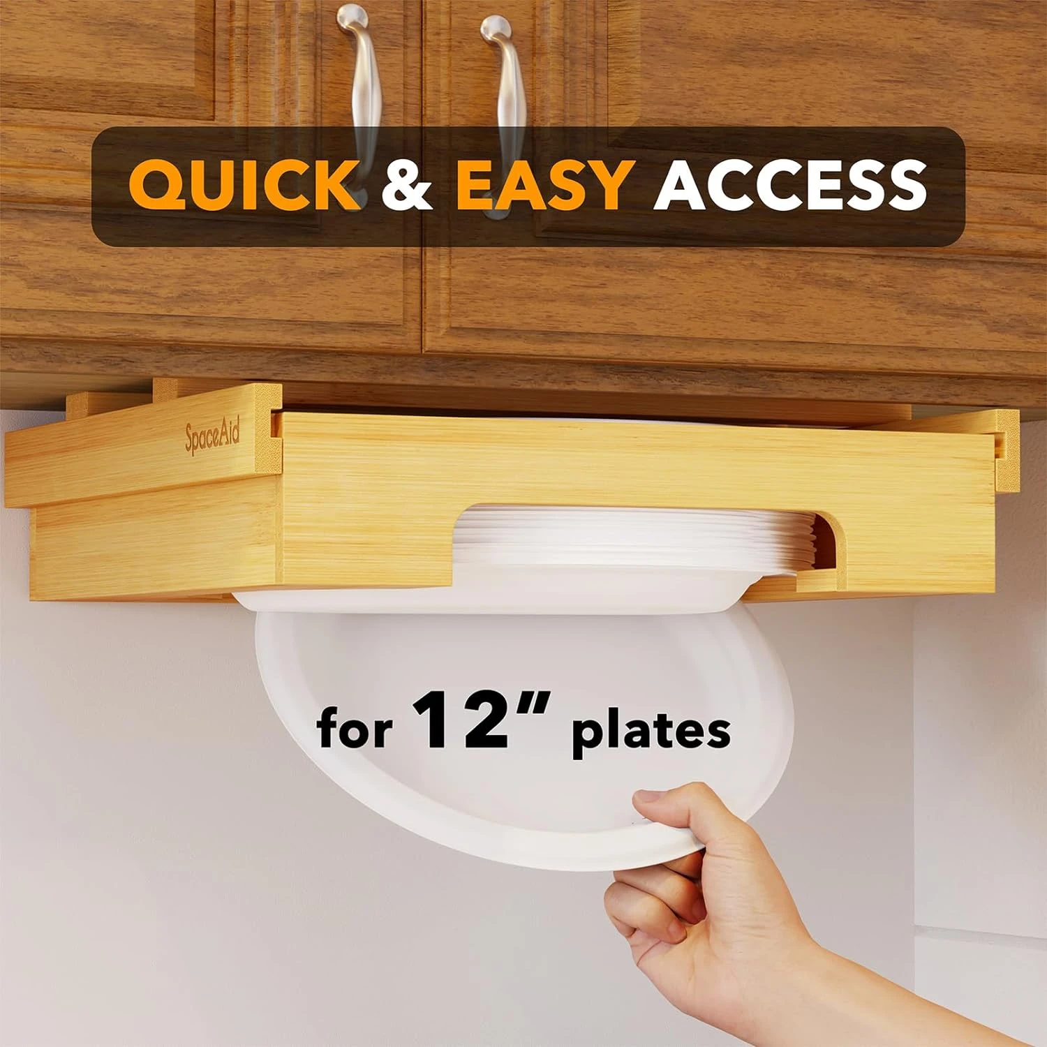 SpaceAid 12-inch Under Cabinet Paper Plate Holder 3 SpaceAid 12-inch Under Cabinet Paper Plate Holder - Image 3