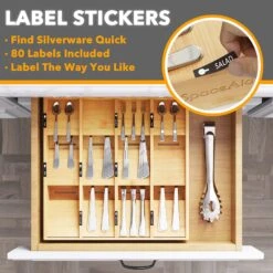 SpaceAid Bamboo Utensil Drawer Organizer With Labels, 12 Slots -NeatNest Store utensil drawer organizer 6