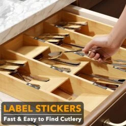 SpaceAid Bamboo Utensil Drawer Organizer With Labels, 12 Slots -NeatNest Store utensil drawer organizer 7
