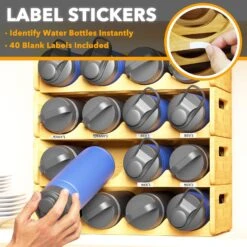 SpaceAid Bamboo Water Bottle Storage Rack Organizer, 4 Pack 4-Slot, Hold 16 Bottles -NeatNest Store water bottle storage rack 5