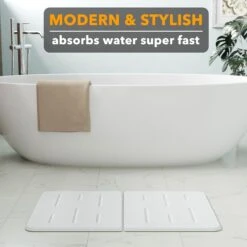 SpaceAid Instant Dry Diatomaceous Earth Stone Non Slip White Bath Mat -NeatNest Store white bath mat 1