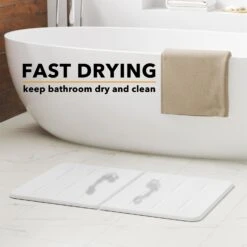 SpaceAid Instant Dry Diatomaceous Earth Stone Non Slip White Bath Mat -NeatNest Store white bath mat 4
